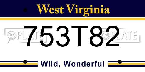 753T82 West Virginia License Plate