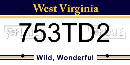 753TD2 West Virginia License Plate