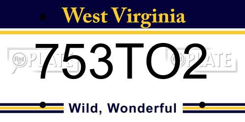 753TO2 West Virginia License Plate