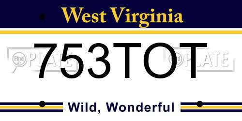 753TOT West Virginia License Plate