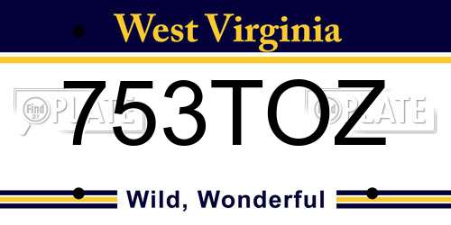 753TOZ West Virginia License Plate