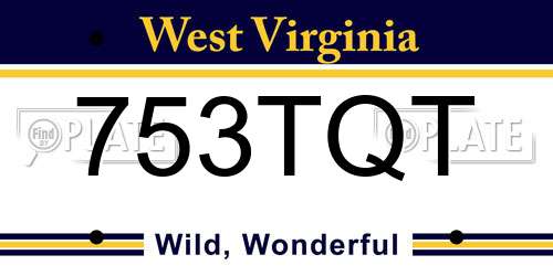 753TQT West Virginia License Plate