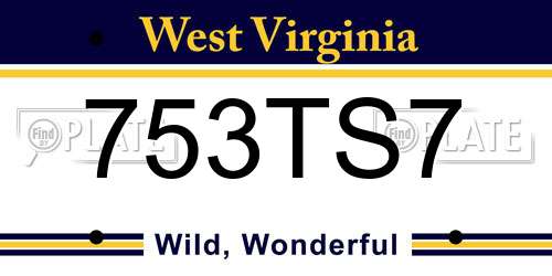 753TS7 West Virginia License Plate