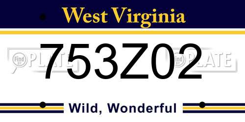 753Z02 West Virginia License Plate