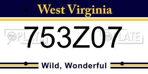 753Z07 West Virginia License Plate