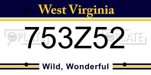 753Z52 West Virginia License Plate