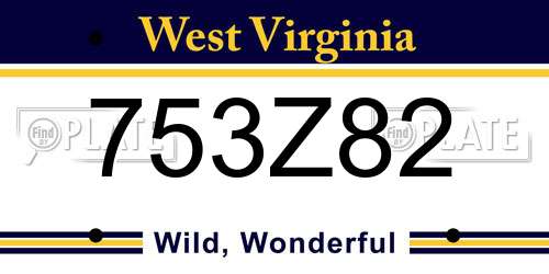 753Z82 West Virginia License Plate