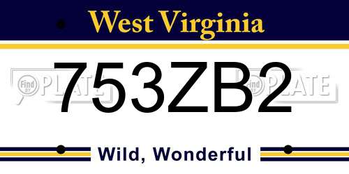 753ZB2 West Virginia License Plate
