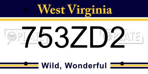 753ZD2 West Virginia License Plate