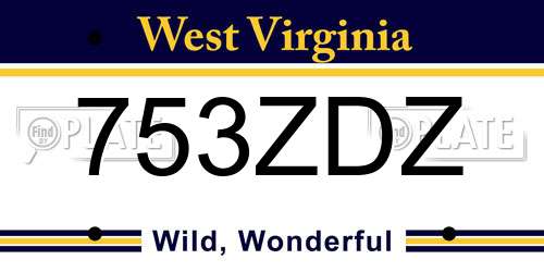 753ZDZ West Virginia License Plate