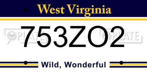 753ZO2 West Virginia License Plate