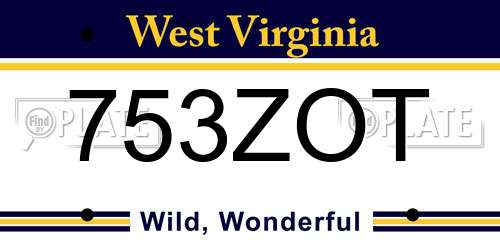 753ZOT West Virginia License Plate