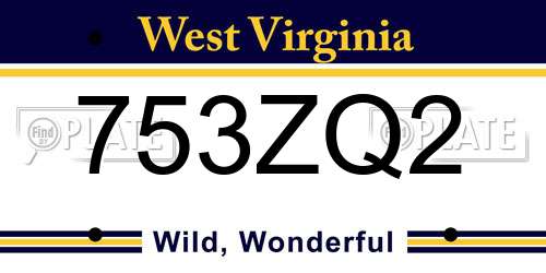 753ZQ2 West Virginia License Plate