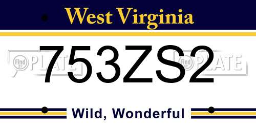 753ZS2 West Virginia License Plate