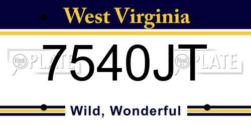 7540JT West Virginia License Plate