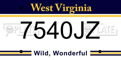 7540JZ West Virginia License Plate