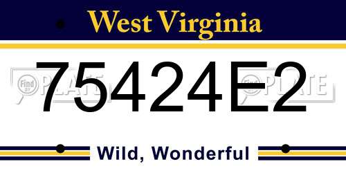 75424E2 West Virginia License Plate