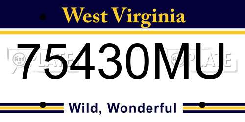 75430MU West Virginia License Plate