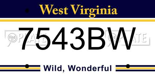 7543BW West Virginia License Plate