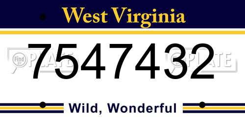 7547432 West Virginia License Plate