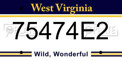 75474E2 West Virginia License Plate