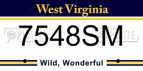 7548SM West Virginia License Plate