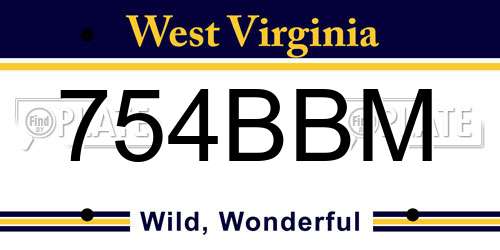 754BBM West Virginia License Plate