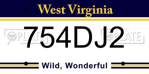 754DJ2 West Virginia License Plate