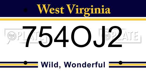 754OJ2 West Virginia License Plate