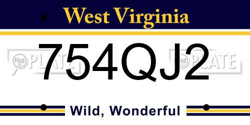 754QJ2 West Virginia License Plate