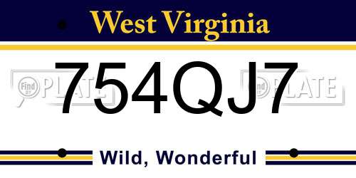 754QJ7 West Virginia License Plate