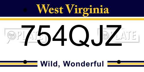 754QJZ West Virginia License Plate
