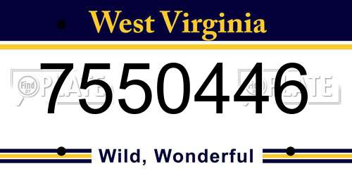 7550446 West Virginia License Plate