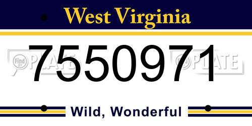 7550971 West Virginia License Plate
