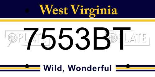 7553BT West Virginia License Plate