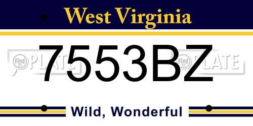 7553BZ West Virginia License Plate