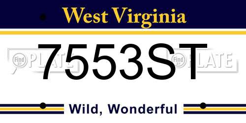 7553ST West Virginia License Plate