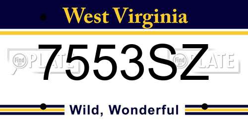 7553SZ West Virginia License Plate