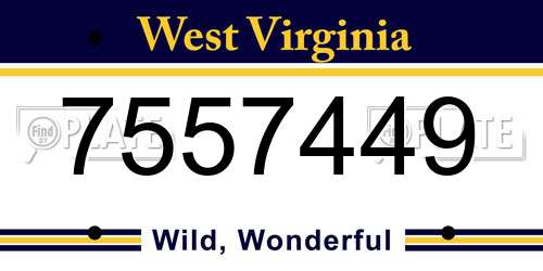 7557449 West Virginia License Plate