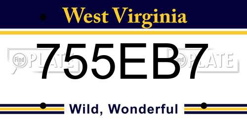 755EB7 West Virginia License Plate