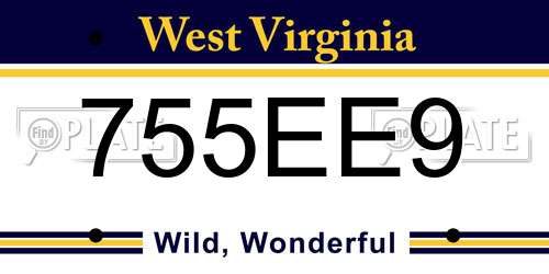 755EE9 West Virginia License Plate