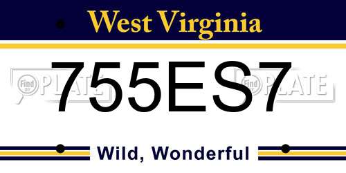 755ES7 West Virginia License Plate