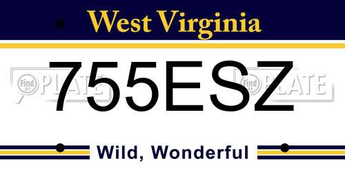 755ESZ West Virginia License Plate