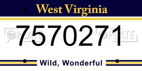7570271 West Virginia License Plate