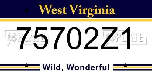 75702Z1 West Virginia License Plate