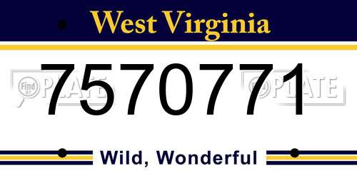 7570771 West Virginia License Plate