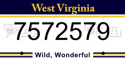 7572579 West Virginia License Plate