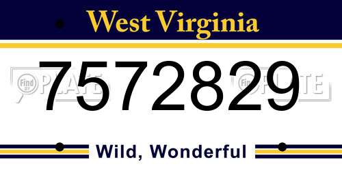 7572829 West Virginia License Plate