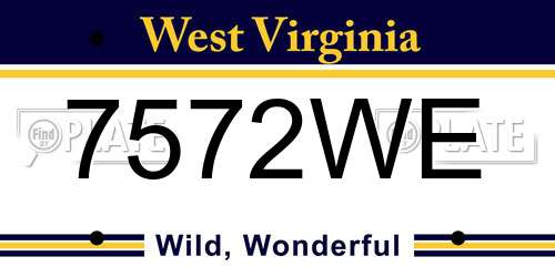 7572WE West Virginia License Plate