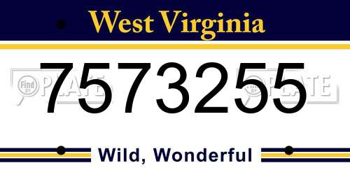 7573255 West Virginia License Plate